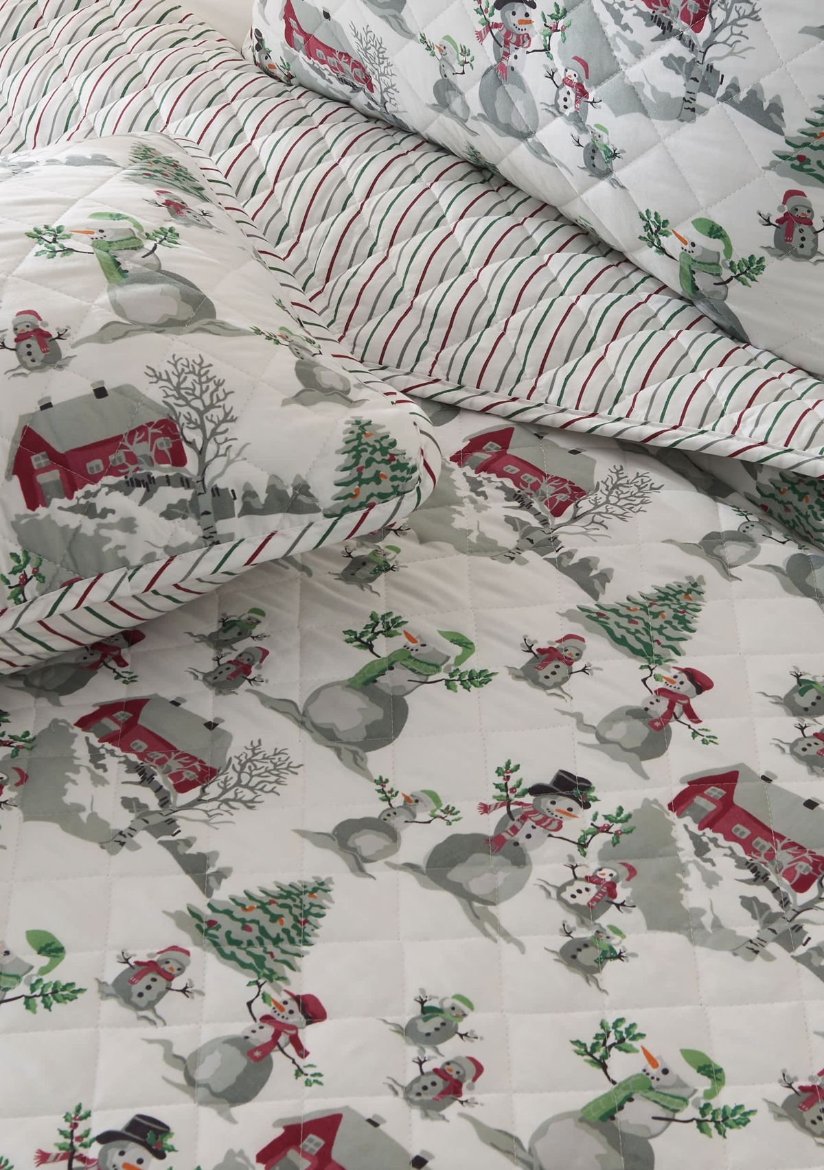 Holiday Printed Microfiber Quilt Set with Shams