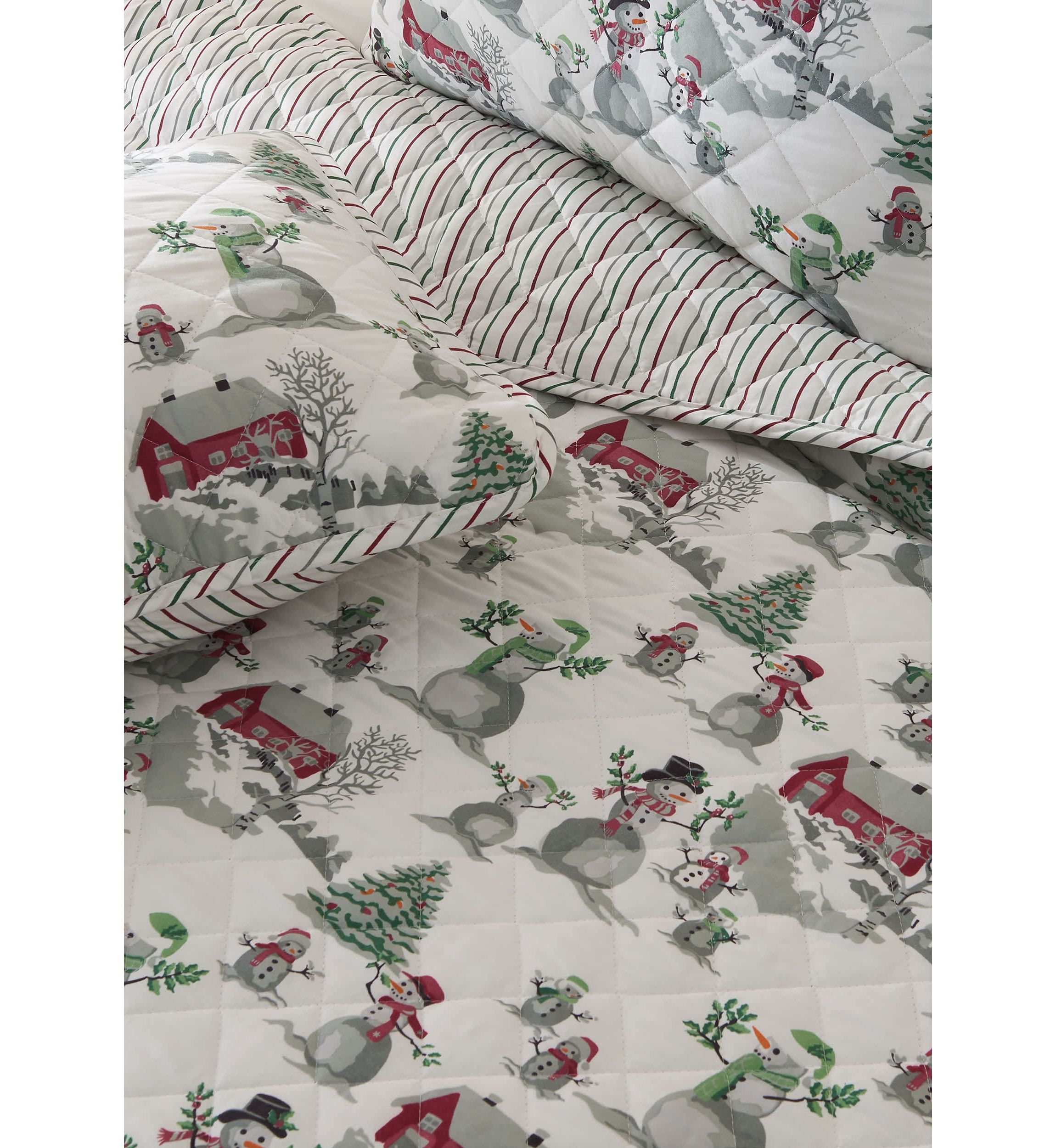 Holiday Printed Microfiber Quilt Set with Shams