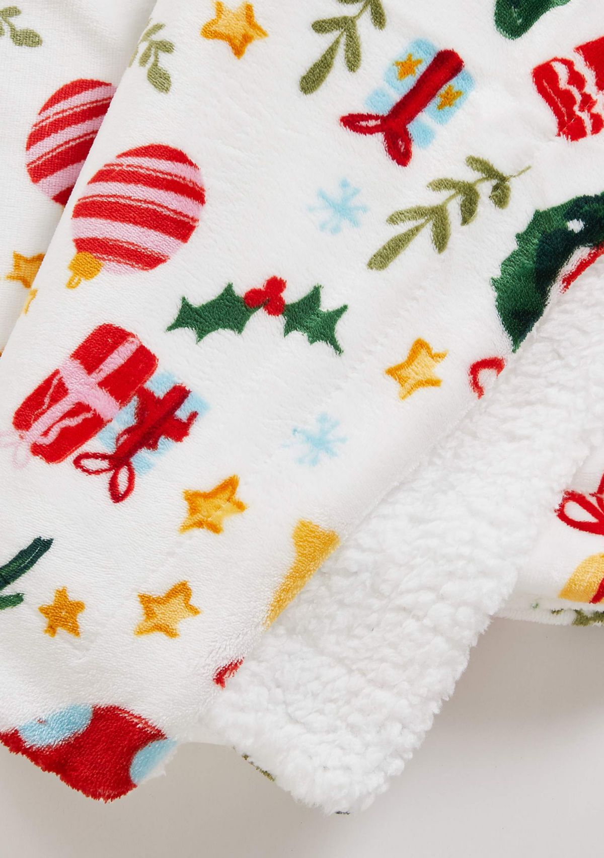 Velvet Plush Fleece Reversible Sherpa Christmas Throw