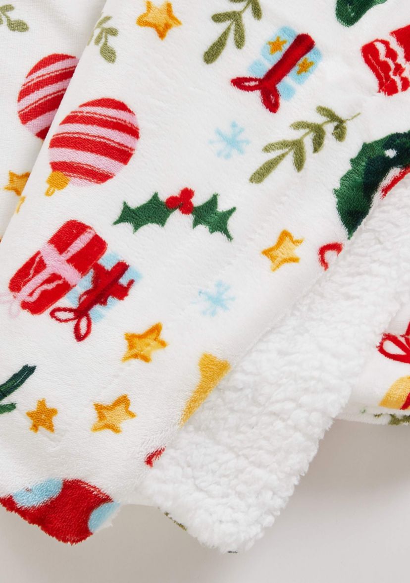Velvet Plush Fleece Reversible Sherpa Christmas Throw