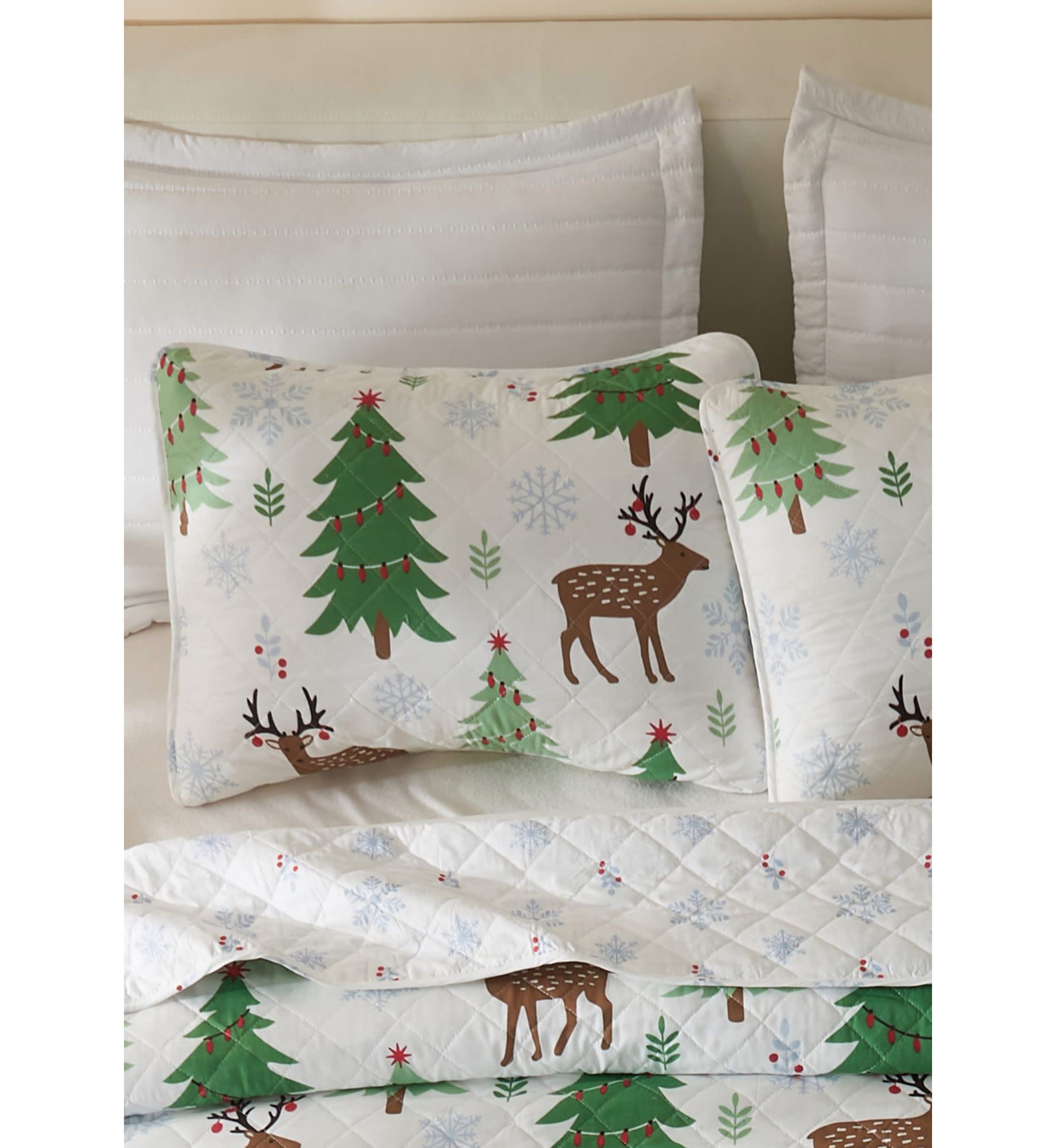 Christmas Trees Microfiber Quilt Set With Shams