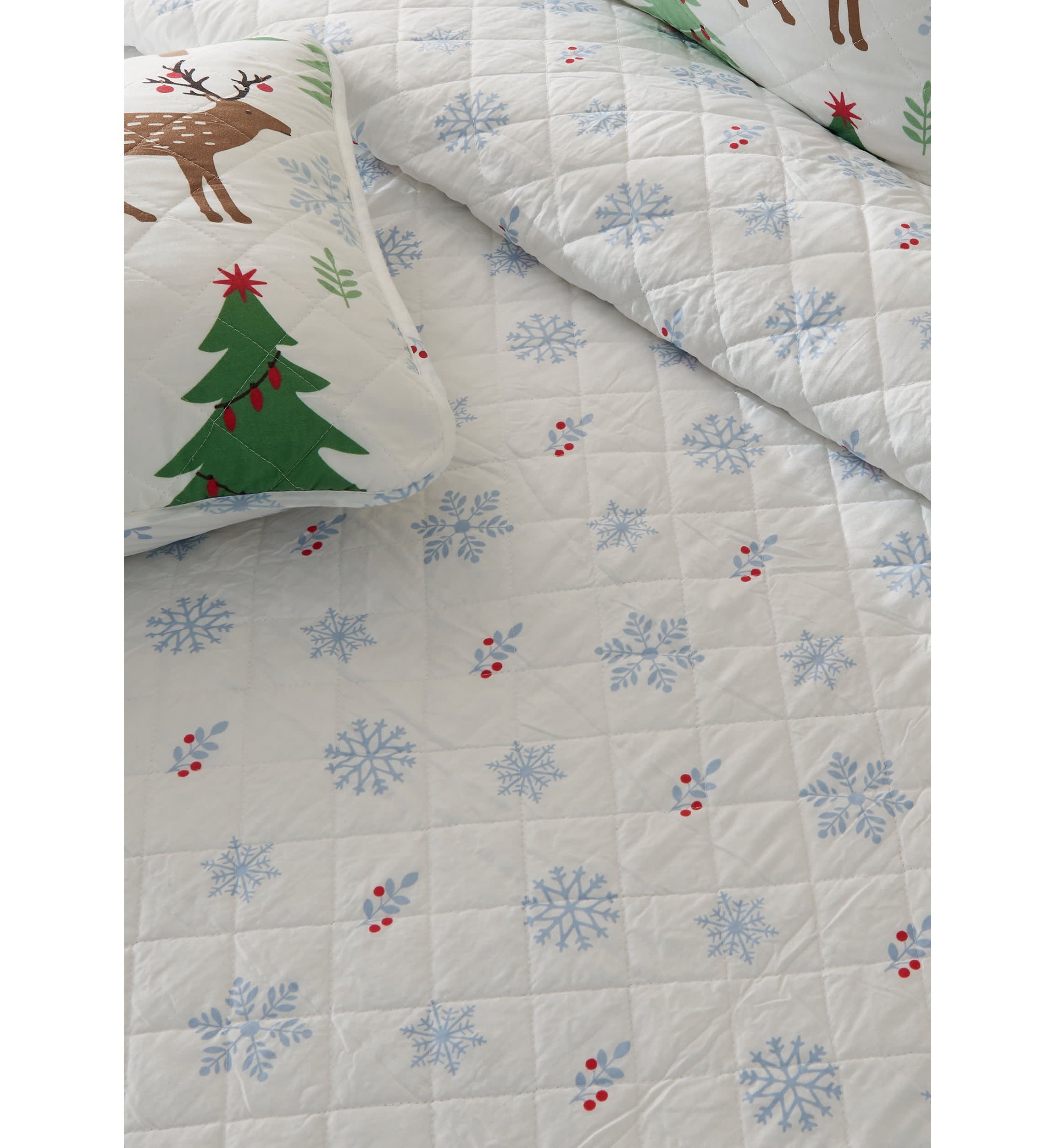 Christmas Trees Microfiber Quilt Set With Shams