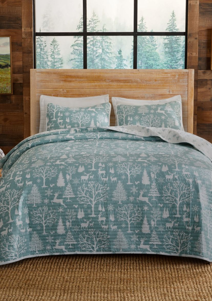 Winter-Themed Microfiber Quilt Set with Shams