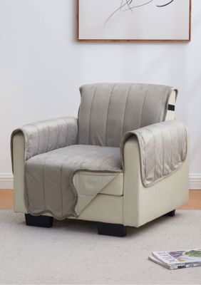 Premium Comforts Soft Velvet Stitched Chair Furniture Protector, Grey