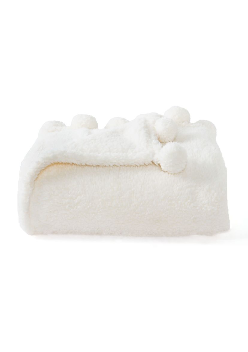 Sherpa Pom Throw Blanket
