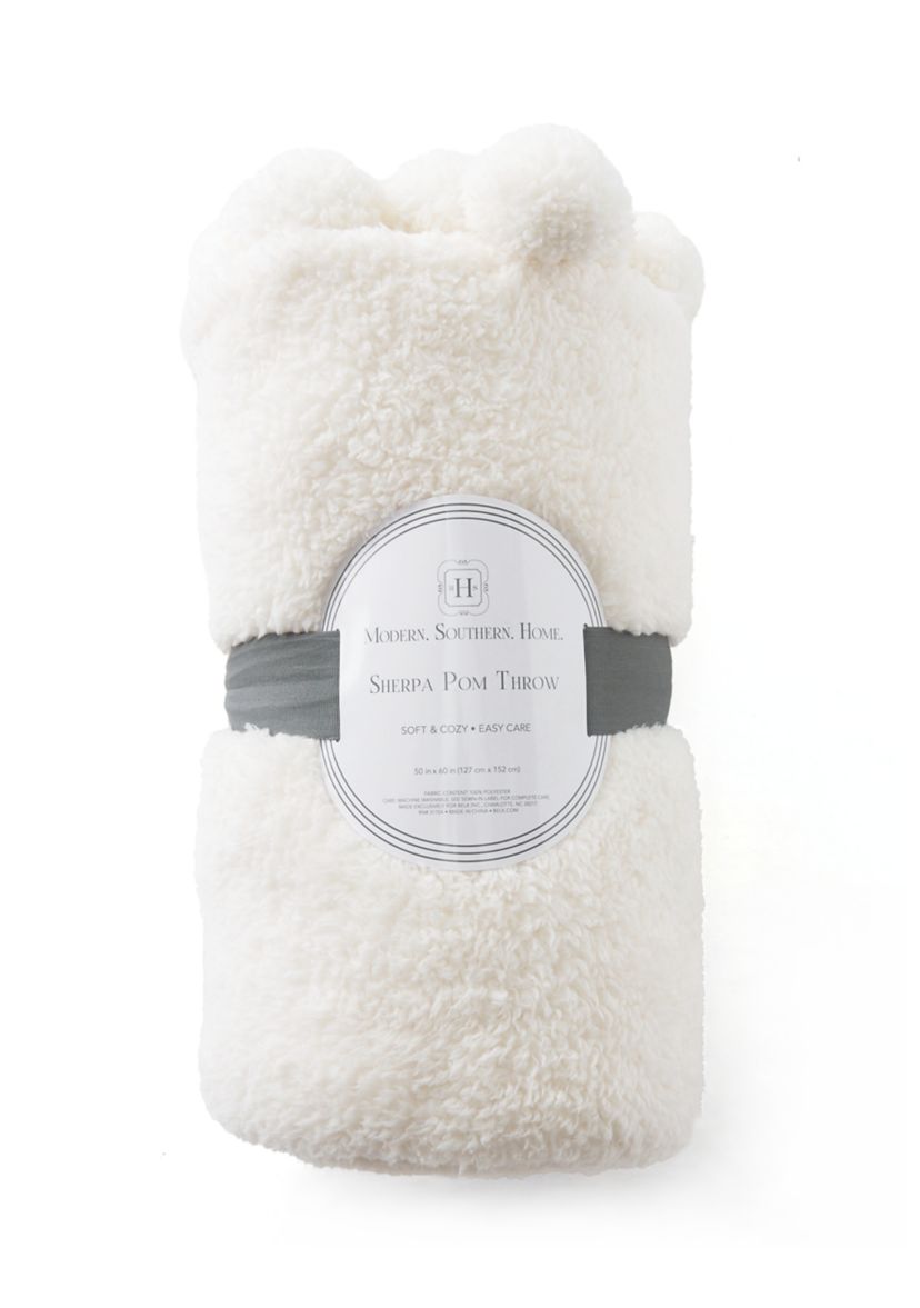 Sherpa Pom Throw Blanket