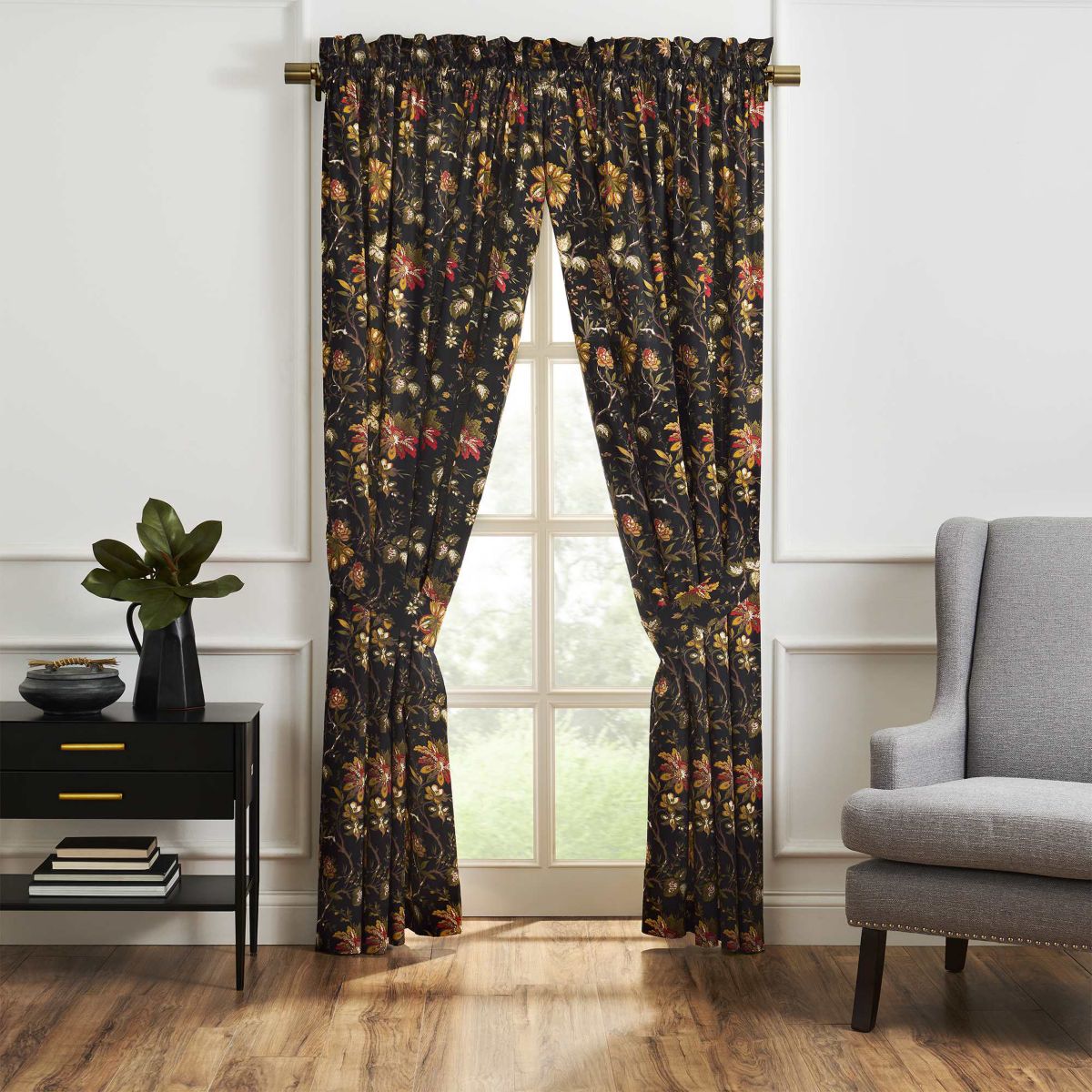 Felicite Noir 100% Cotton Sateen Window Tier Pair