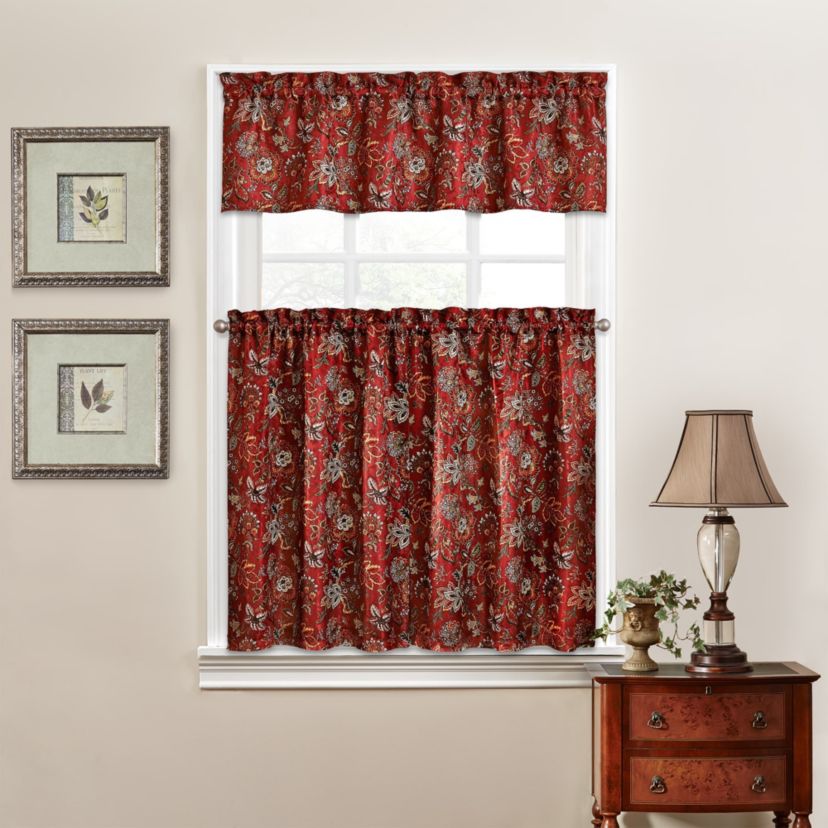Navarra Antique 100% Polyester Jacquard Weave Tier & Valance Set