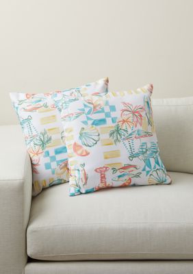 Crown & Ivy All Over Coastal Outdoor Pillow Set