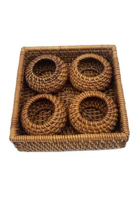 Set of 4 Rattan Napkin Rings