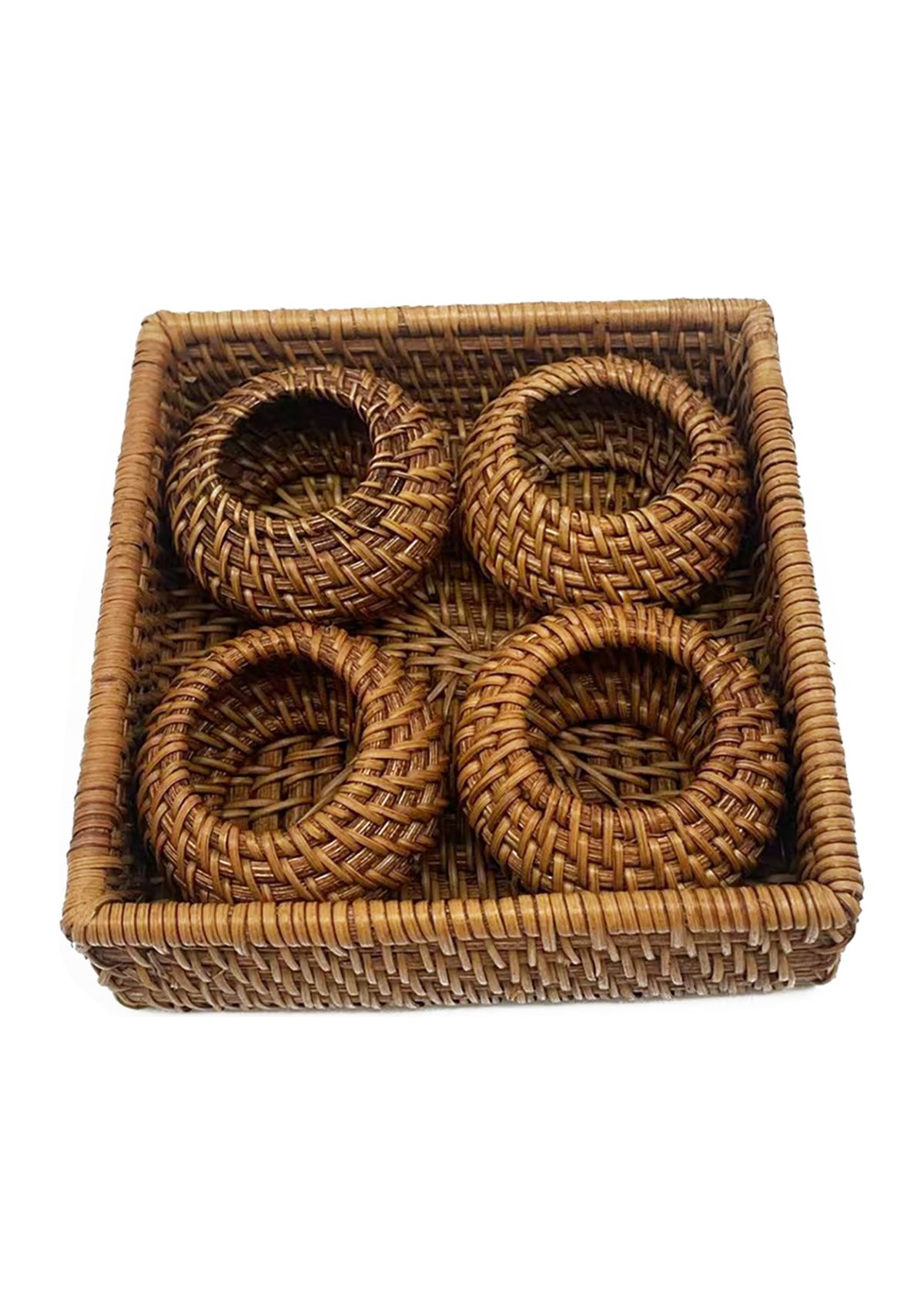 Set of 4 Rattan Napkin Rings 