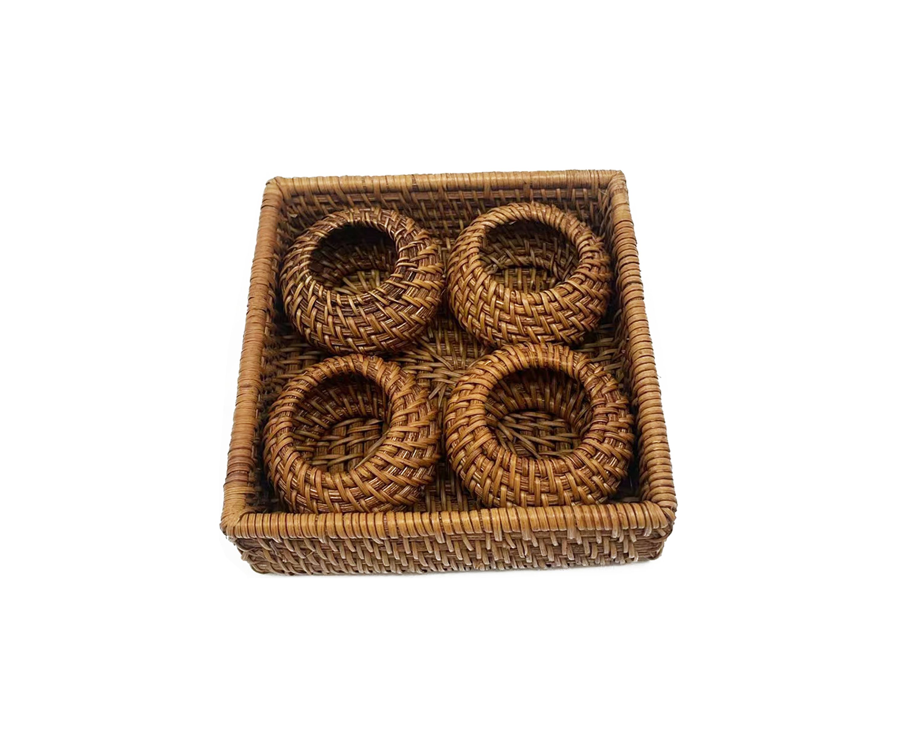 Set of 4 Rattan Napkin Rings 