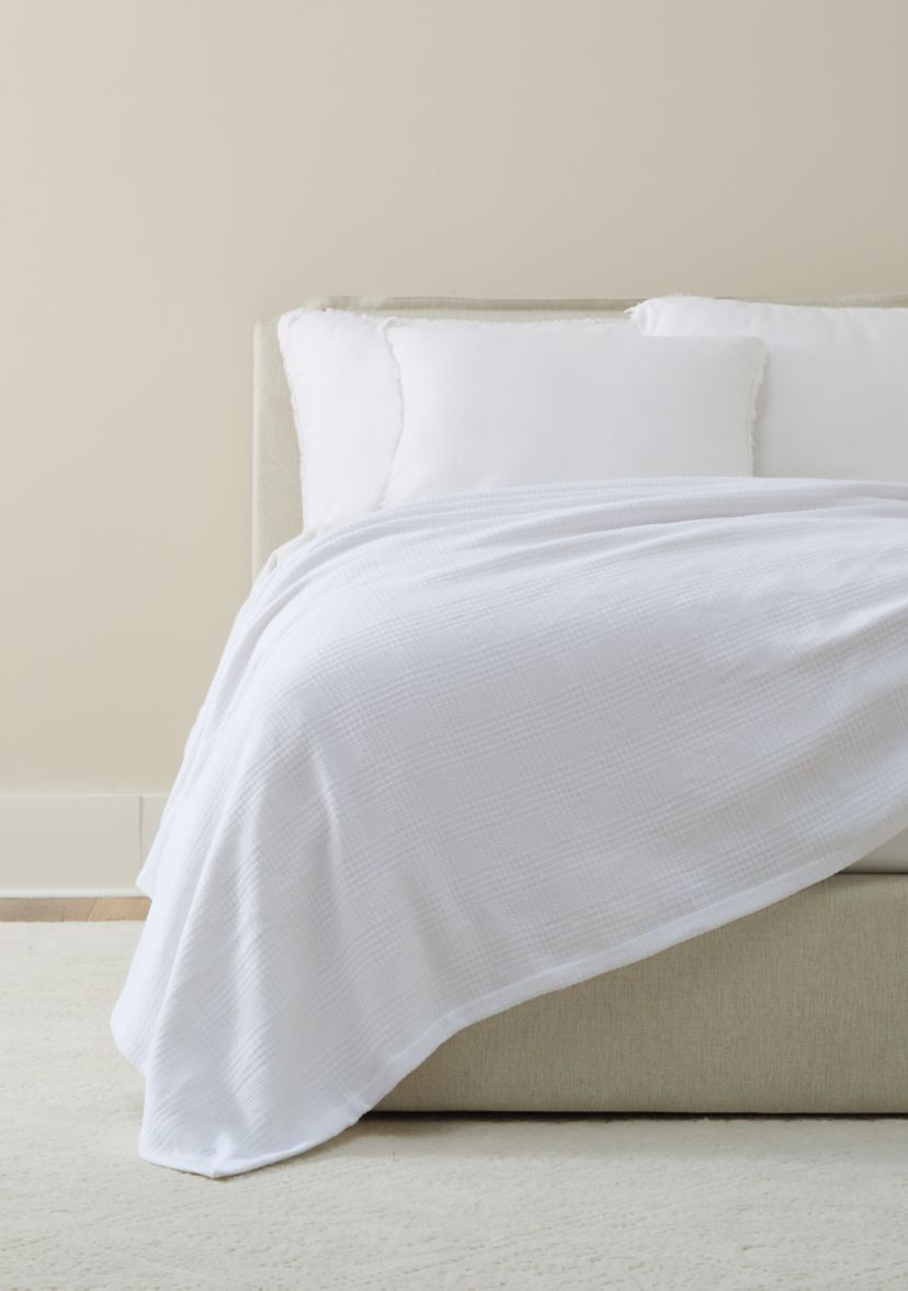 Woven Striped Cotton Blanket Coverlet 