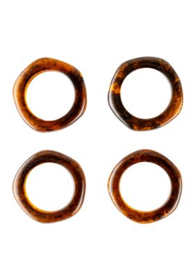 Tortoise Print Napkin Rings Set of 4