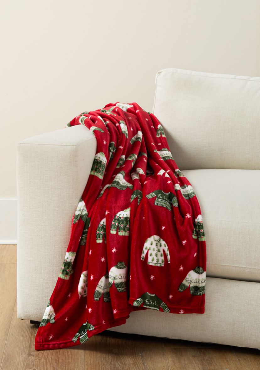 Holiday Sweaters Plush Throw Blanket