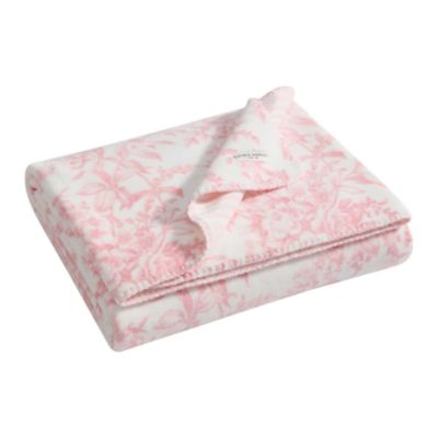 Laura Ashley Bedford Stripe Microfiber Throw, Pink