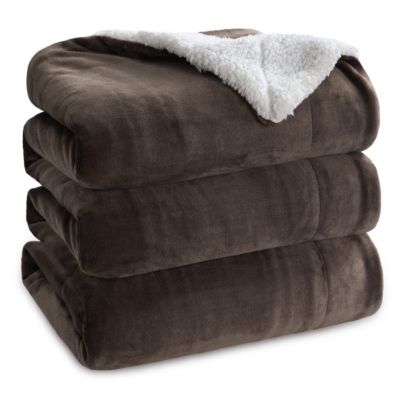 Bedsure Sherpa Fleece Blanket, Brown