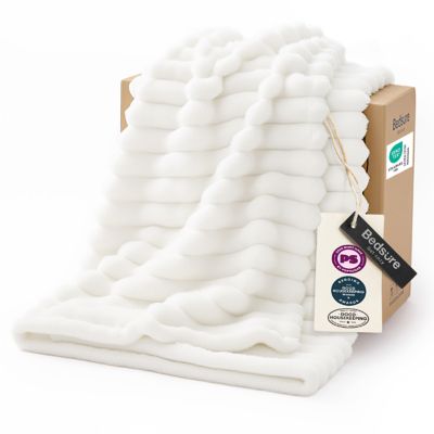 Bedsure Blanket-Chunky corduroy, White