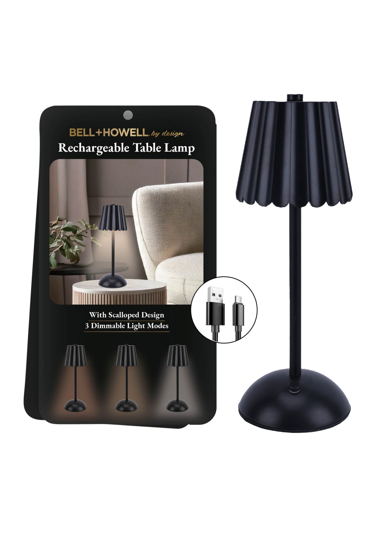Rechargeable Scalloped Plastic Table Lamp
