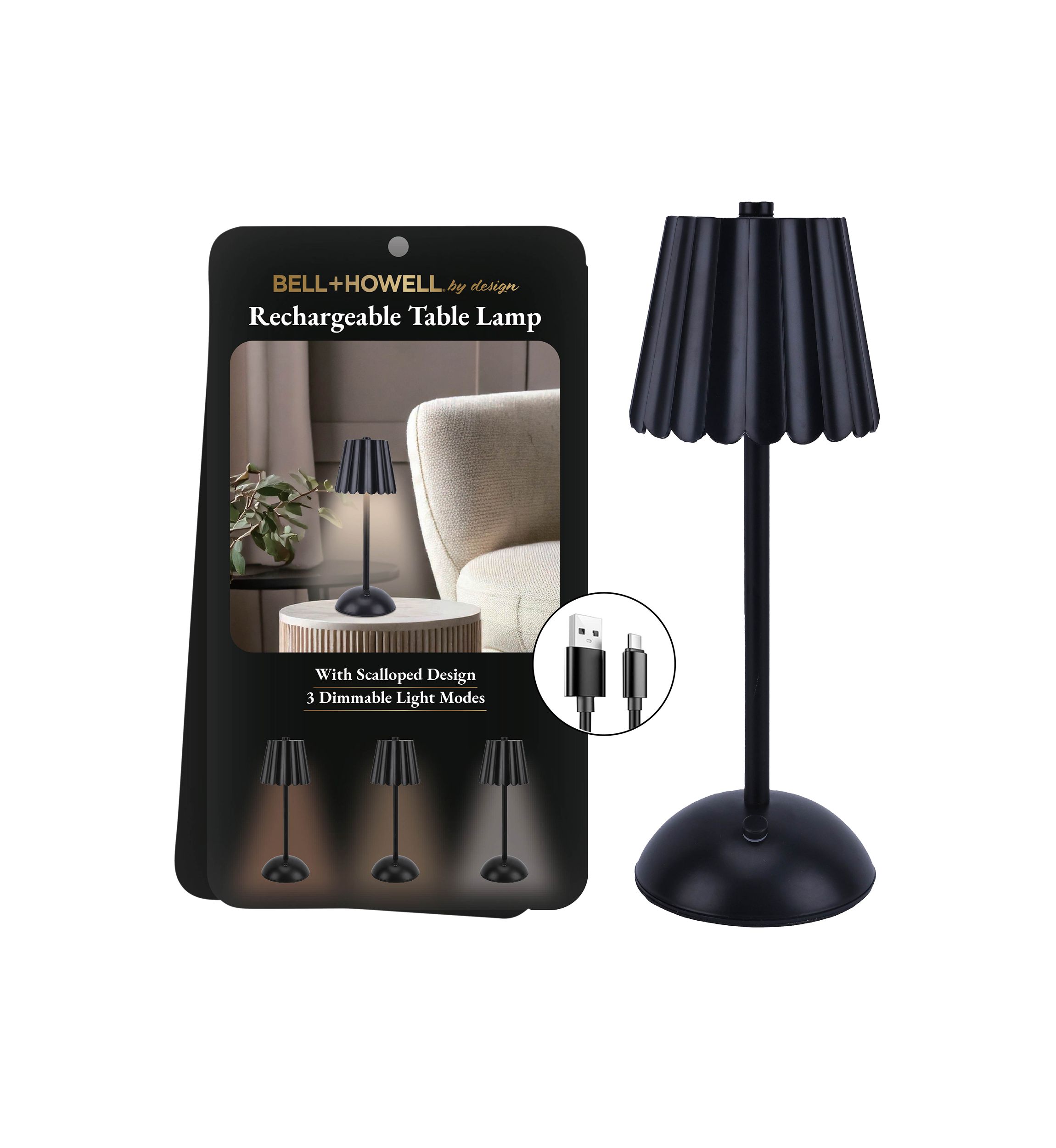 Rechargeable Scalloped Plastic Table Lamp