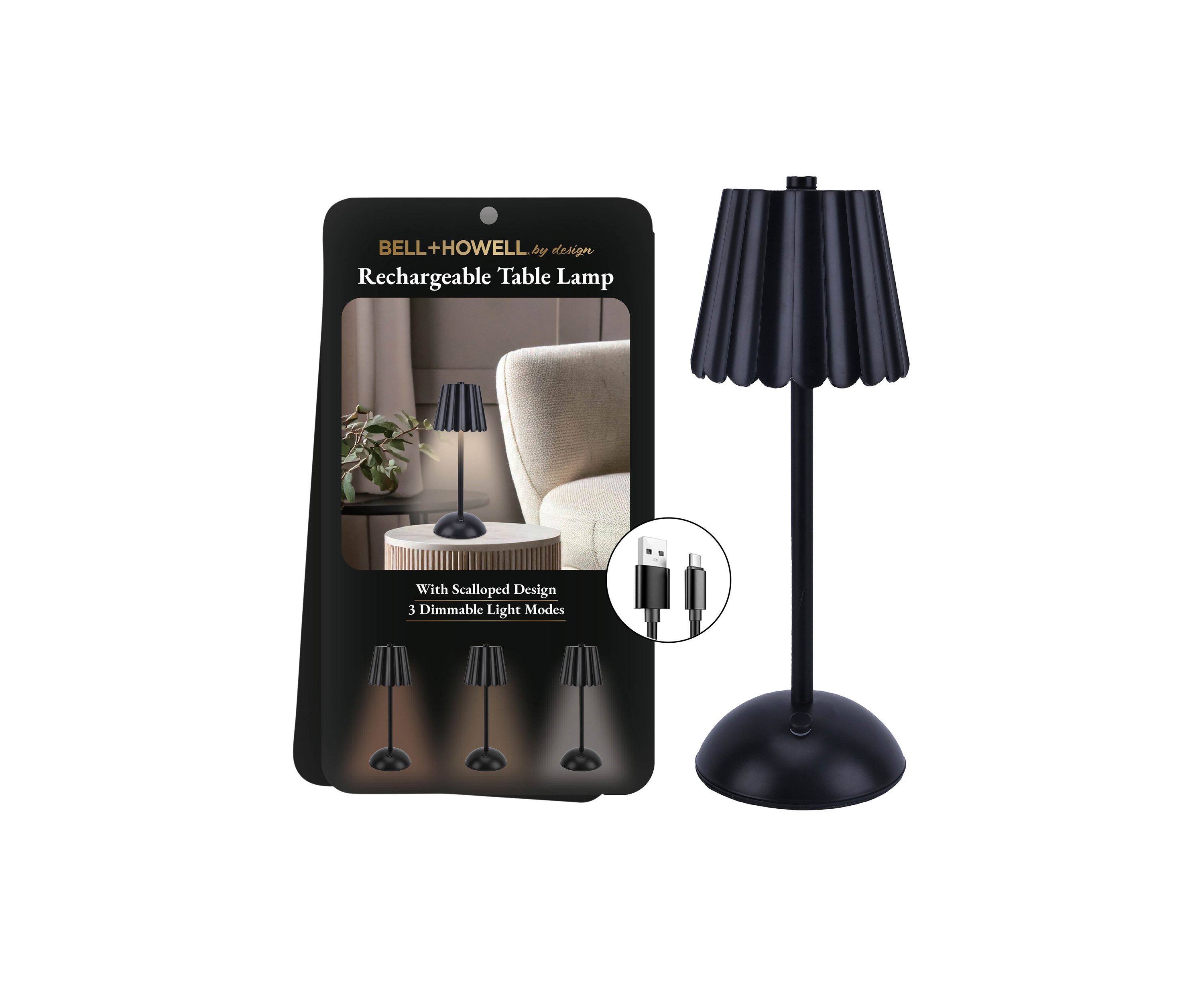 Rechargeable Scalloped Plastic Table Lamp