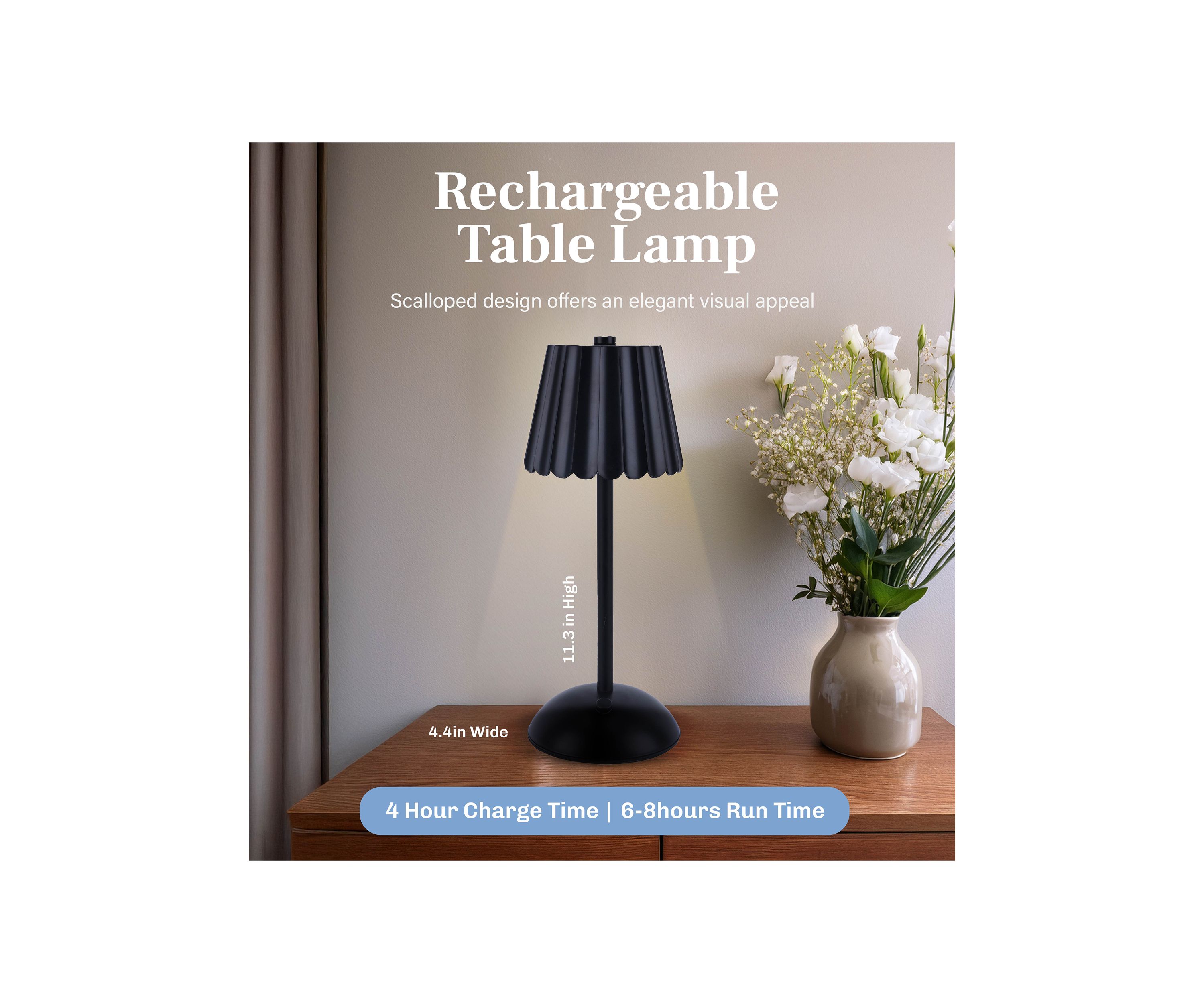 Rechargeable Scalloped Plastic Table Lamp