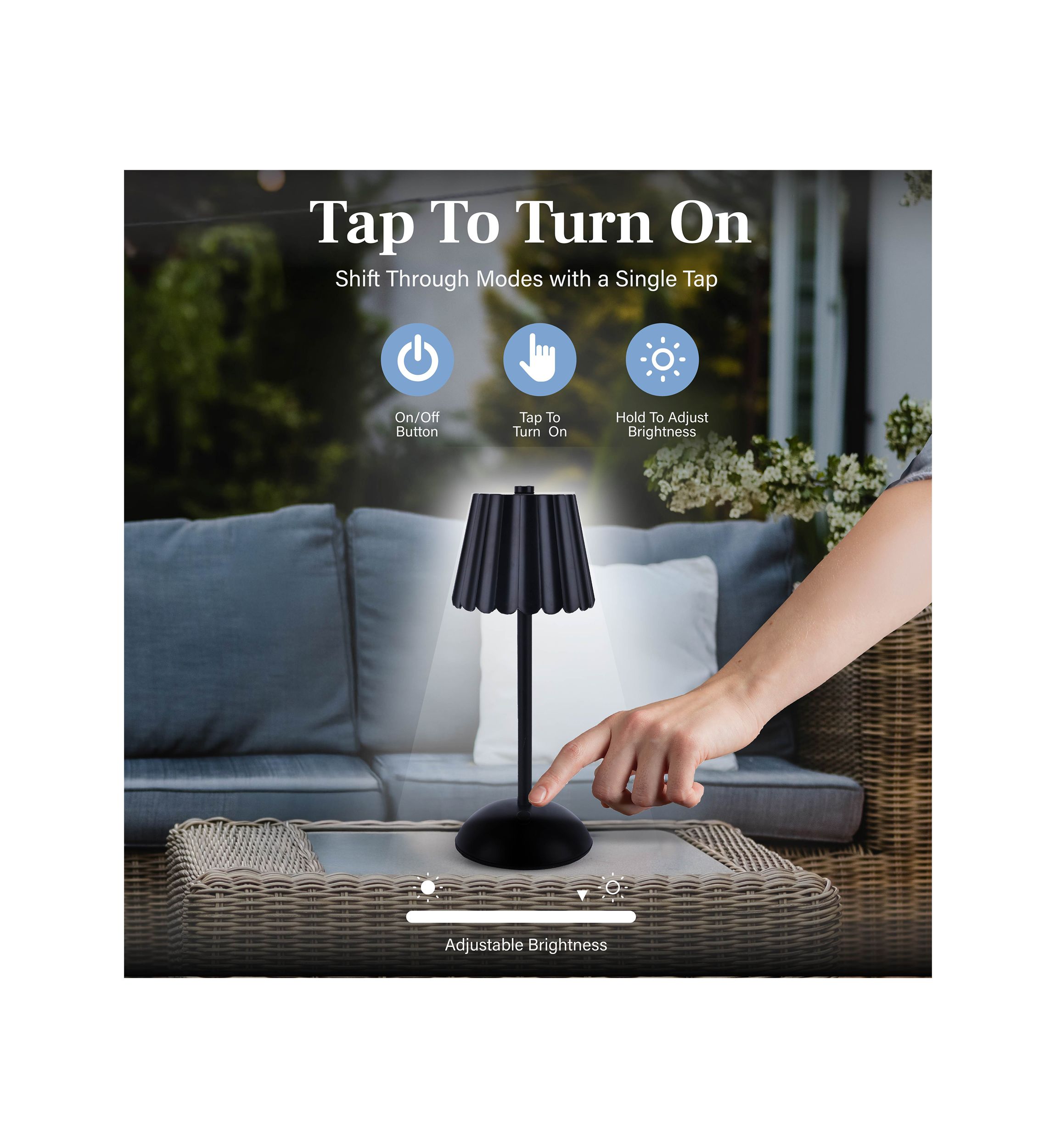 Rechargeable Scalloped Plastic Table Lamp
