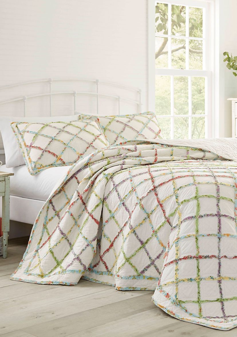 Ruffle Garden 1-Piece Floral Cotton Quilt
