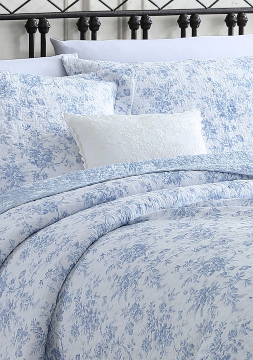 Walled Garden 3-Piece Floral Cotton Quilt Set