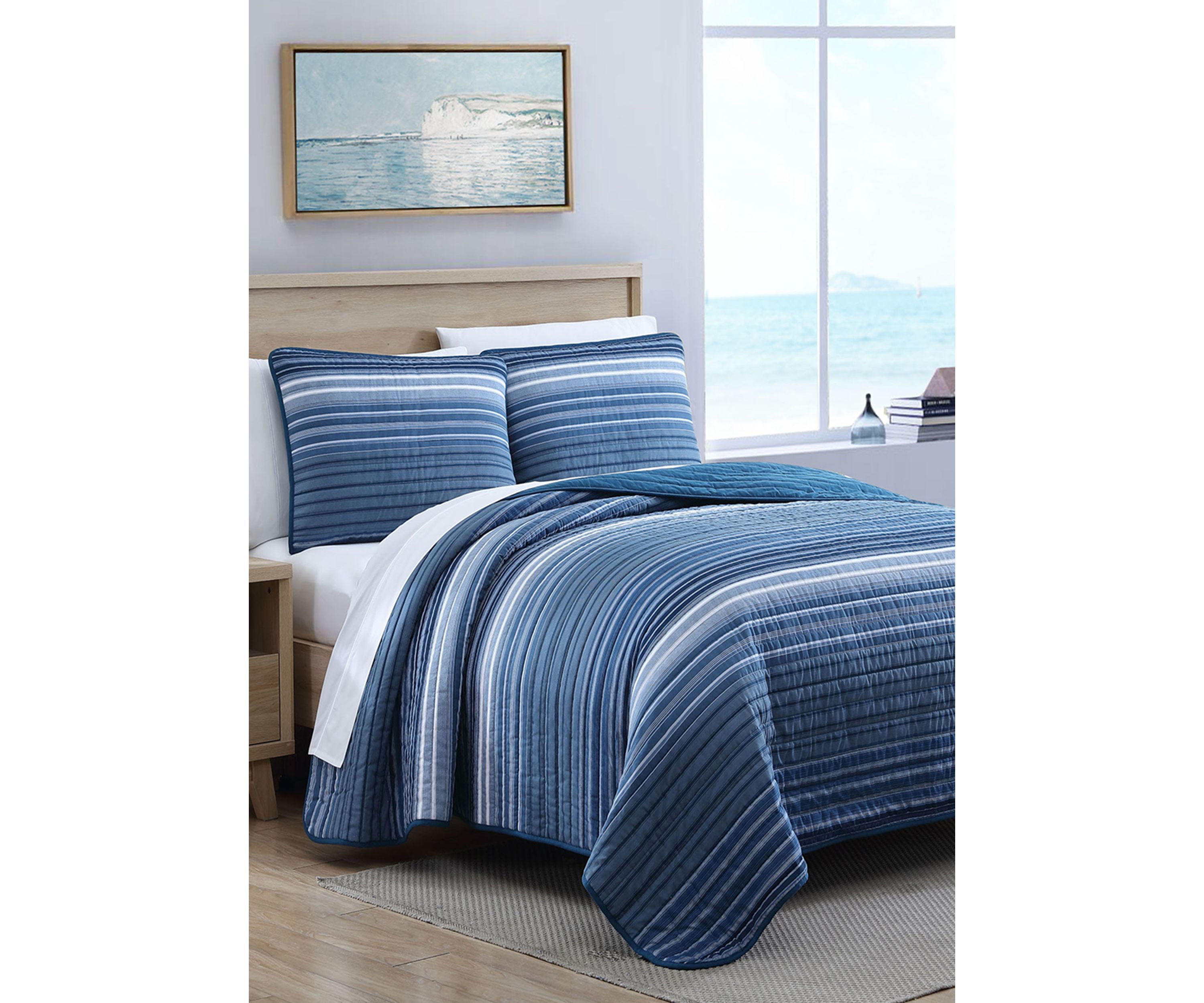 Coveside 3-Piece Striped Cotton Quilt Set