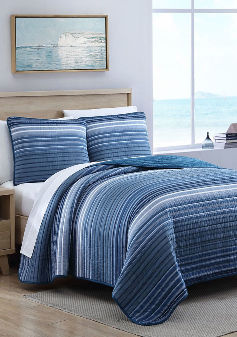 Coveside 3-Piece Striped Cotton Quilt Set