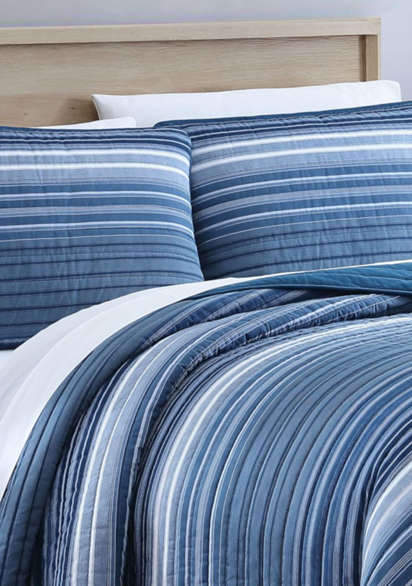 Coveside 3-Piece Striped Cotton Quilt Set