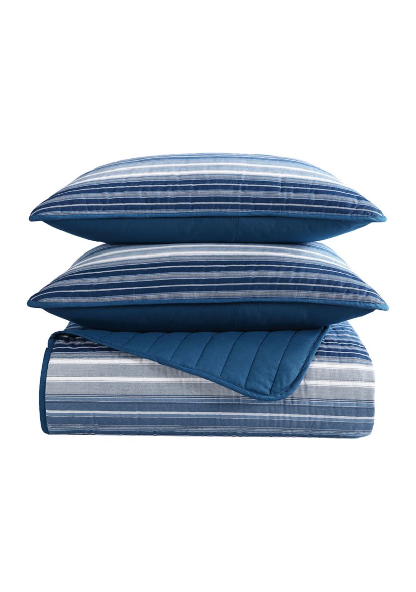 Coveside 3-Piece Striped Cotton Quilt Set