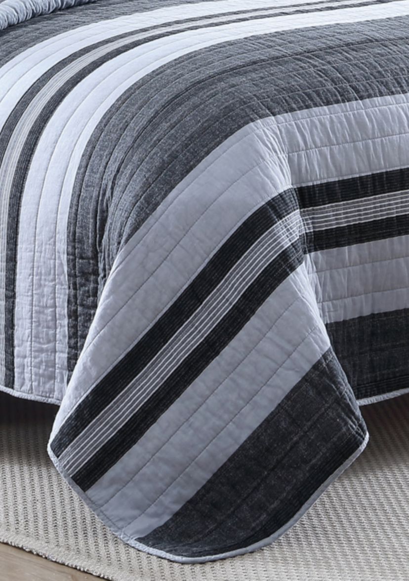Ardmoore 3-Piece Striped Cotton Quilt Set