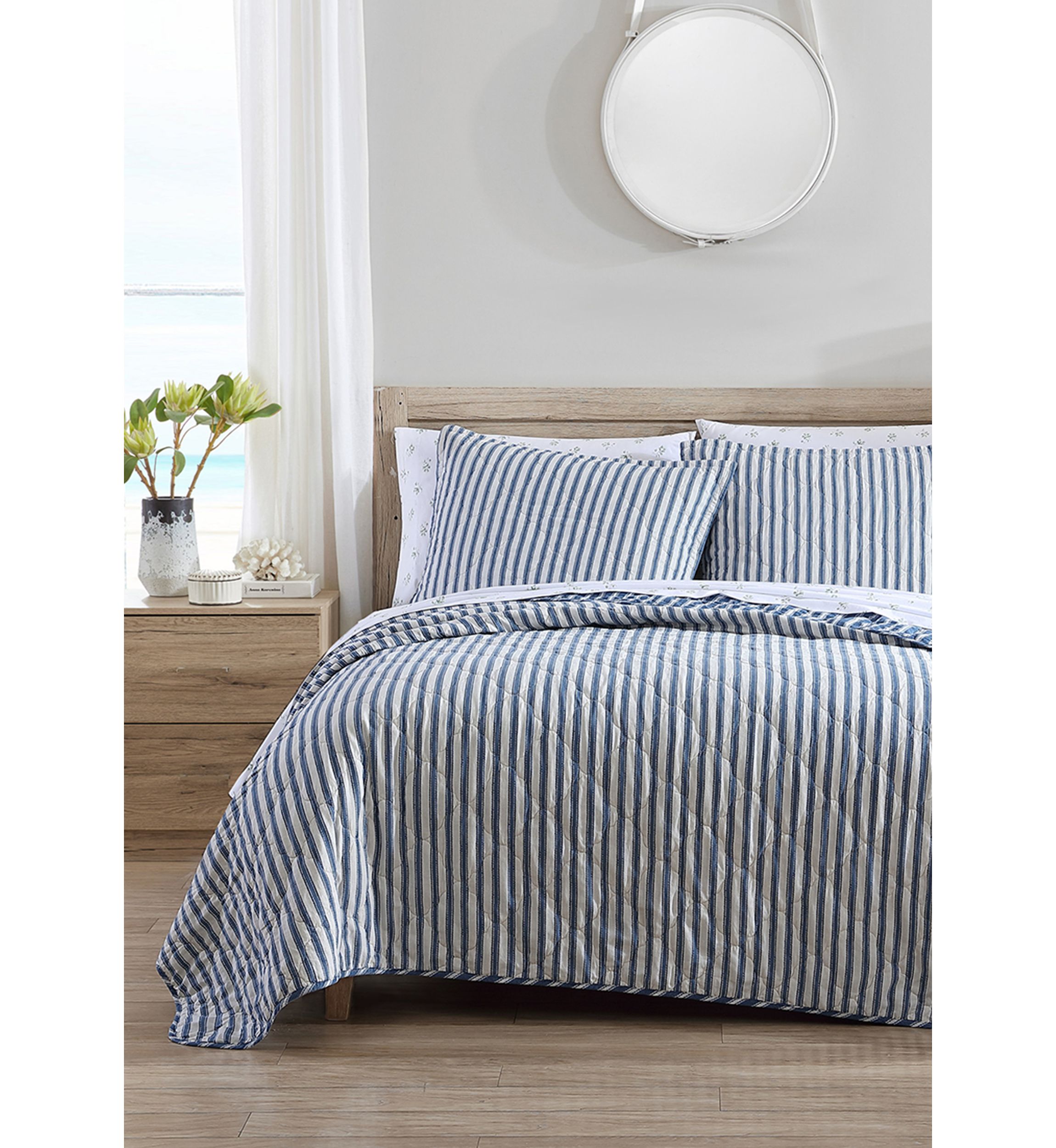 Willow Way Ticking Stripe Cotton Quilt Set