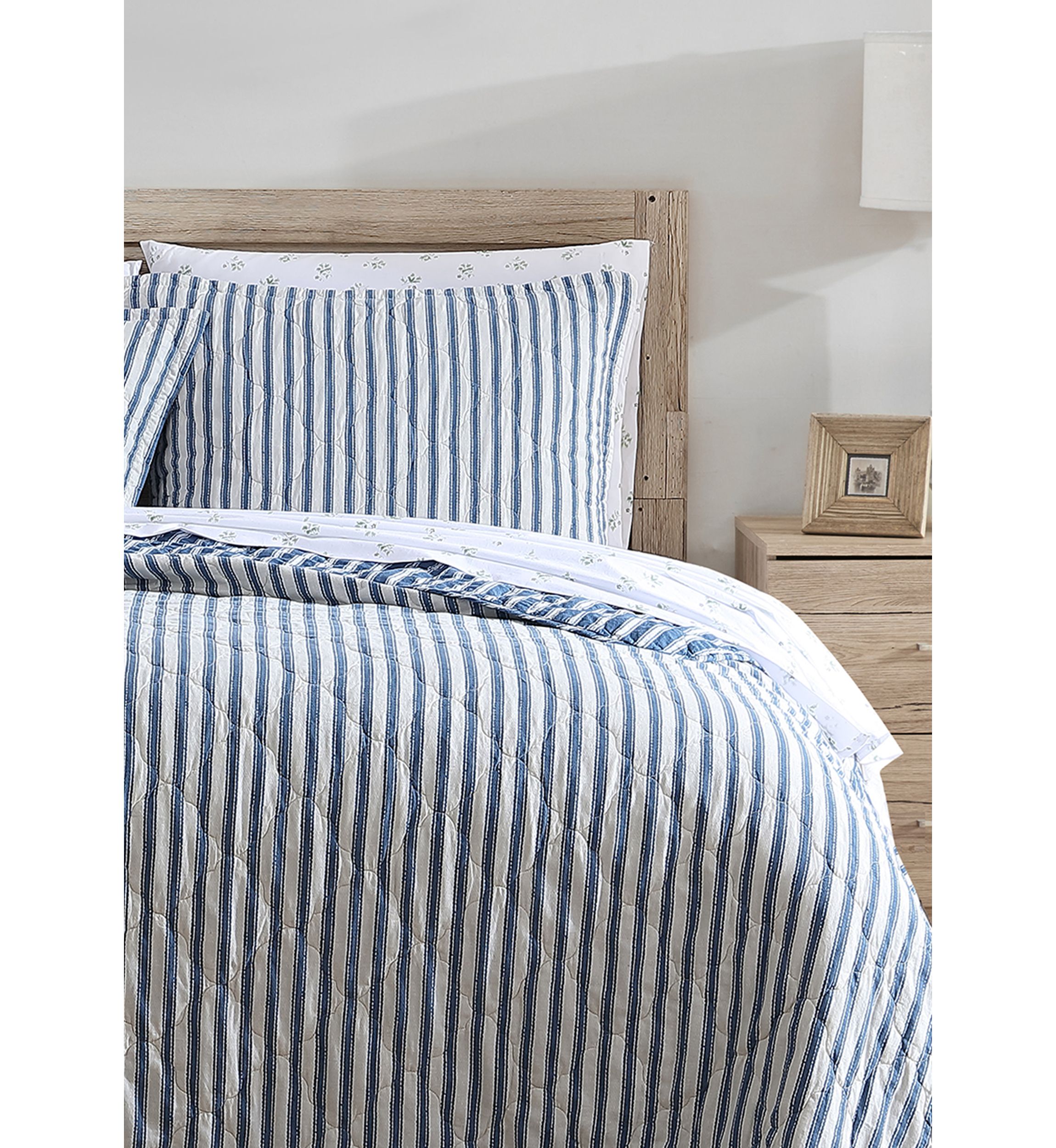 Willow Way Ticking Stripe Cotton Quilt Set