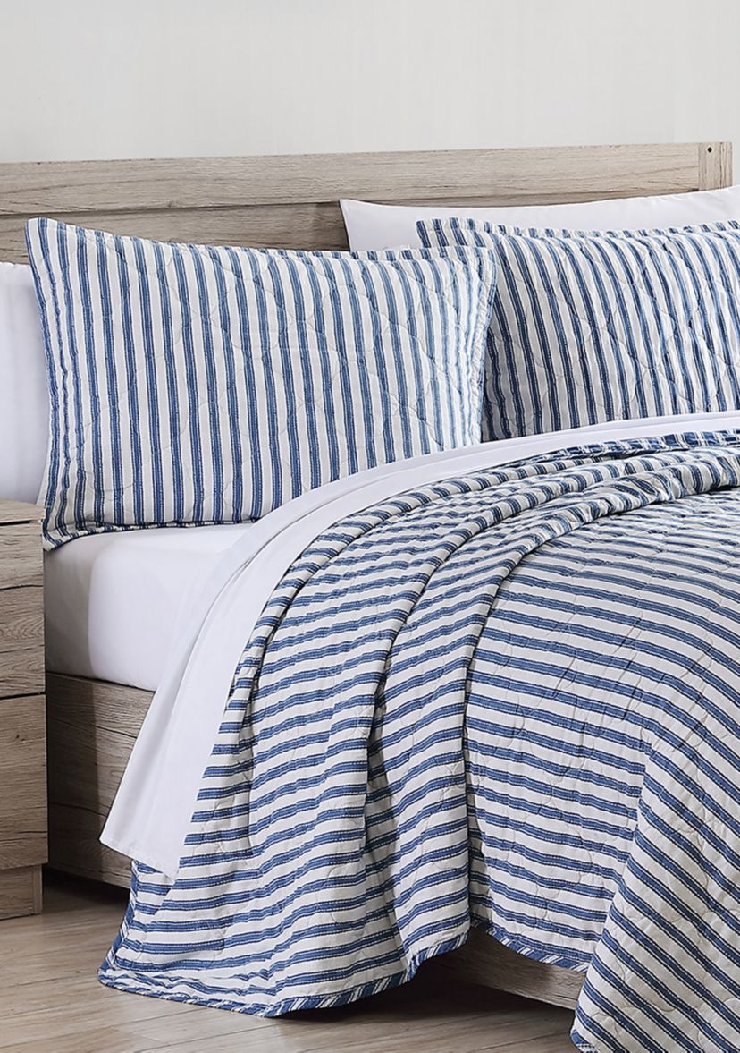 Willow Way Ticking Stripe Cotton Quilt Set