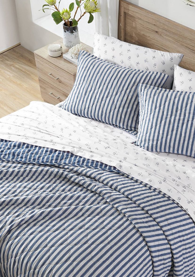 Willow Way Ticking Stripe Cotton Quilt Set