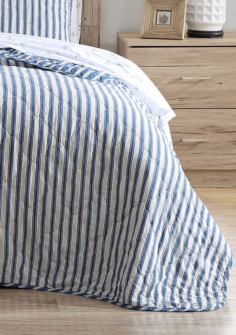 Willow Way Ticking Stripe Cotton Quilt Set