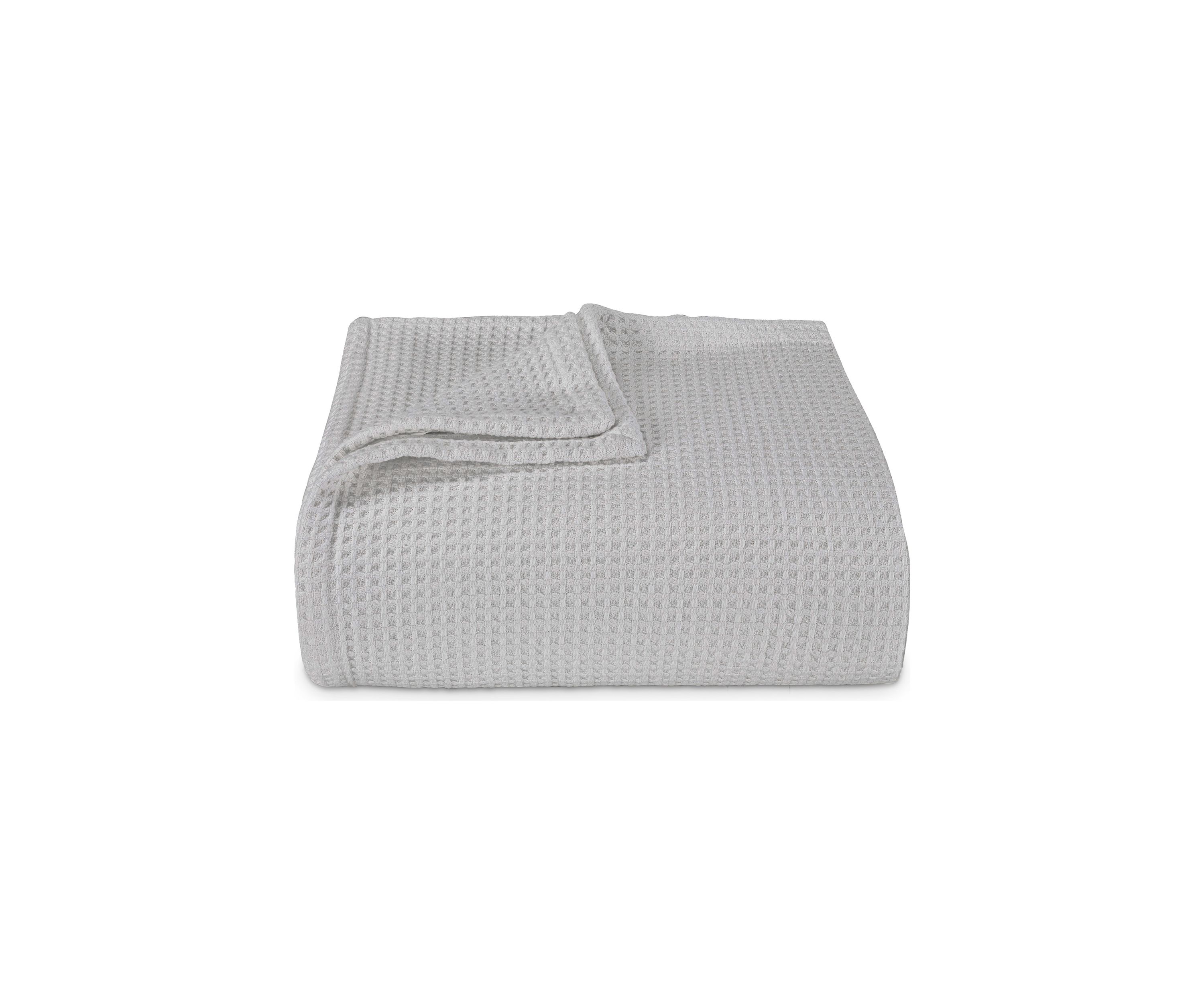 Waffleweave Gray Cotton Blanket