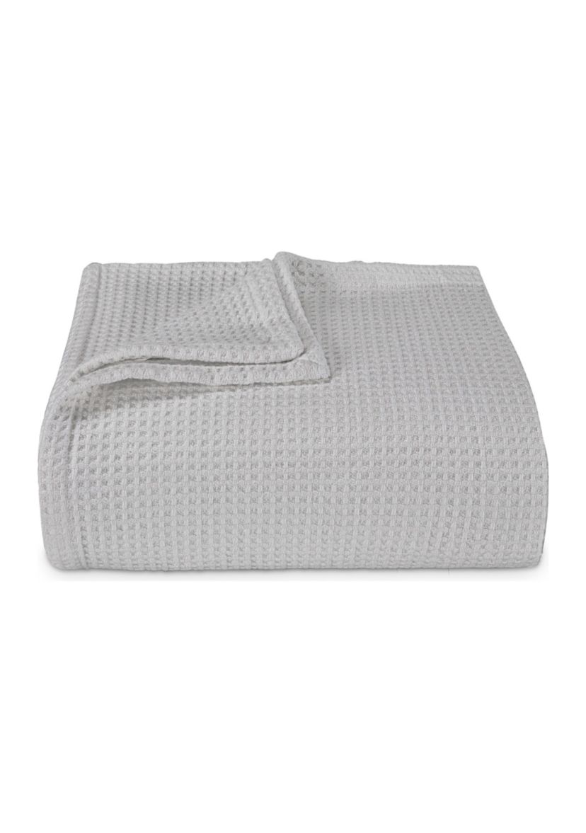 Waffleweave Gray Cotton Blanket