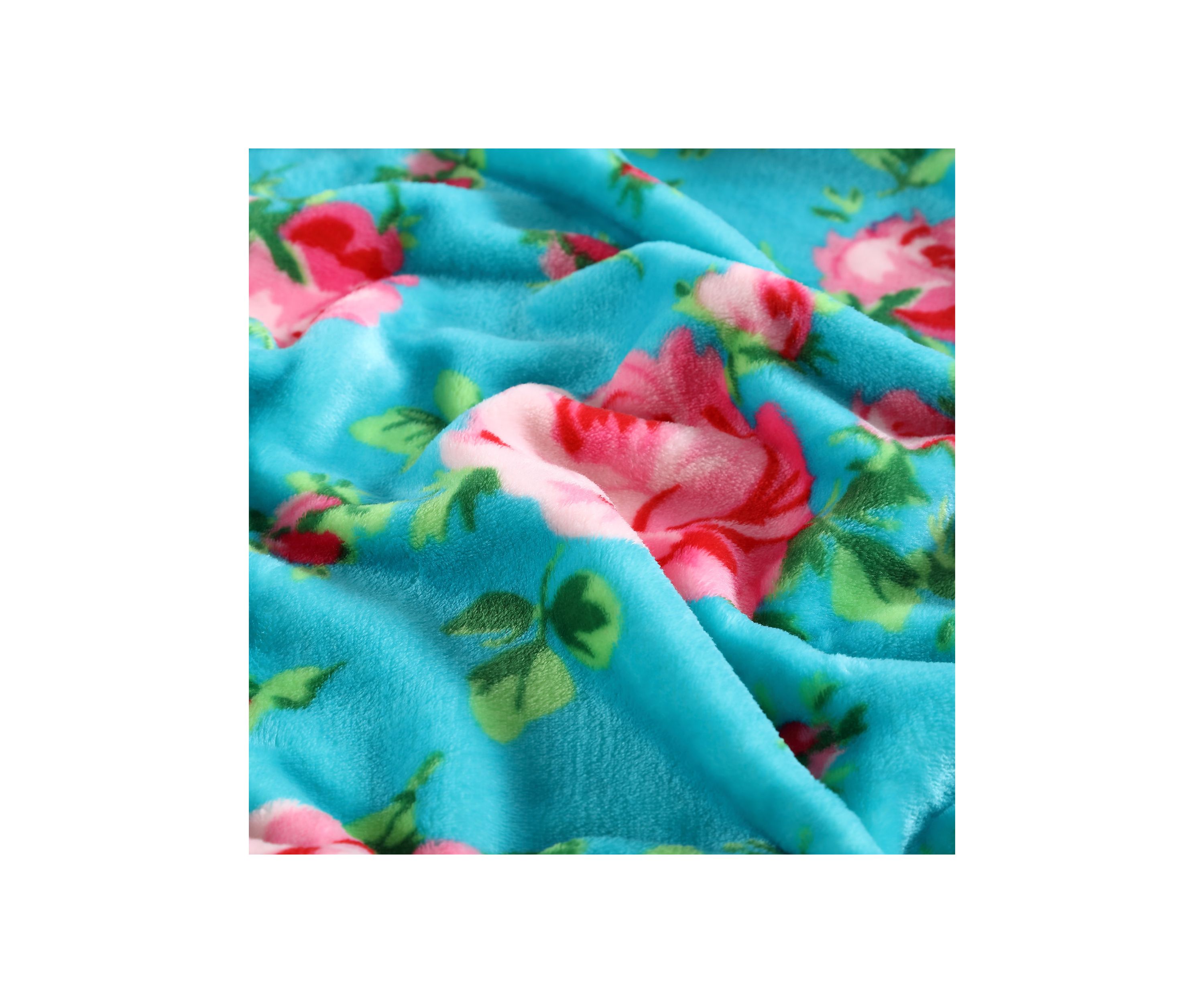 Bouquet Day Turquoise Plush Blanket