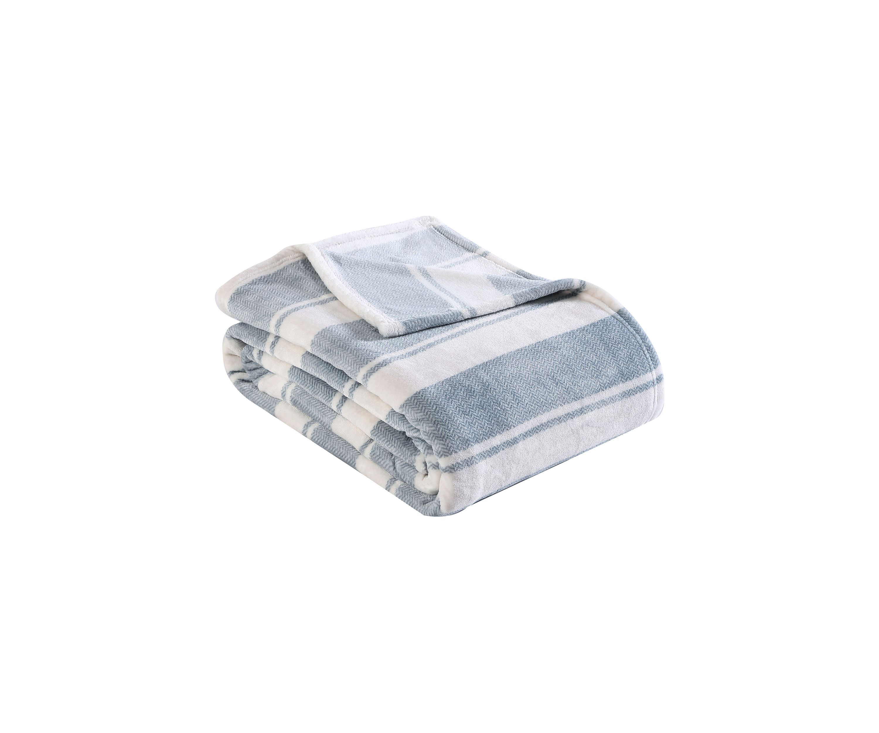 Stones Throw Stripe Gray Plush Blanket