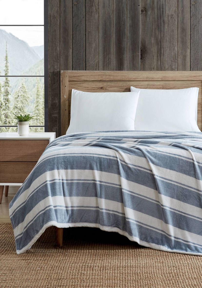 Stones Throw Stripe Gray Plush Blanket