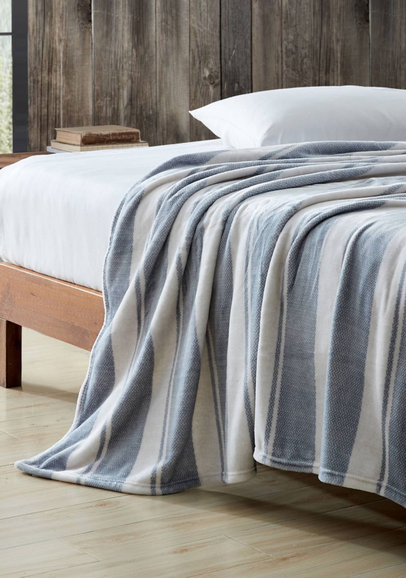 Stones Throw Stripe Gray Plush Blanket