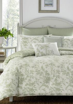 Laura Ashley Natalie Sage Green Cotton Duvet Cover Set - Twin