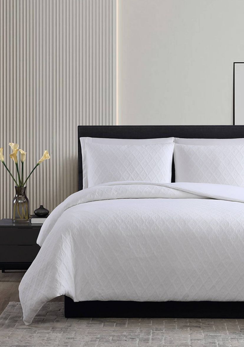 Double Diamond 3-Piece Cotton Blend Duvet Cover Set