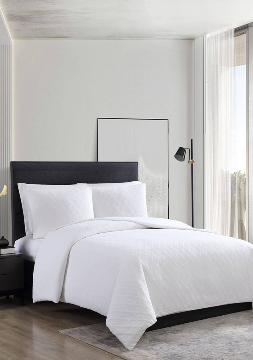 Double Diamond 3-Piece Cotton Blend Duvet Cover Set