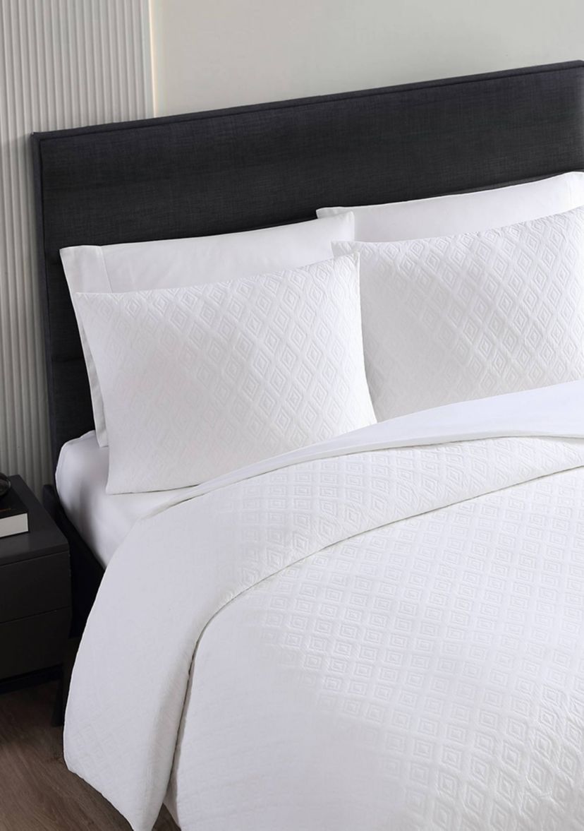 Double Diamond 3-Piece Cotton Blend Duvet Cover Set