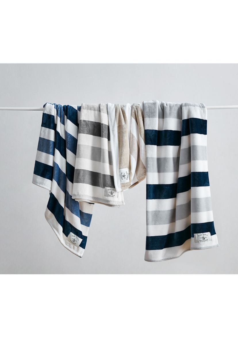 Awning Stripe 1-Piece Ultra Soft Plush Throw Blanket